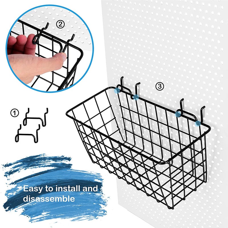 G.CORE 2 Pack Large Pegboard Baskets  Metal Shelves Hooks to 1/8"" 1/4"" Peg Boards  Peg Board Baskets Bins Set - Organize Tools Workbench Accessories Garage Storage Wall Mount Organizer Attachments - Image 2